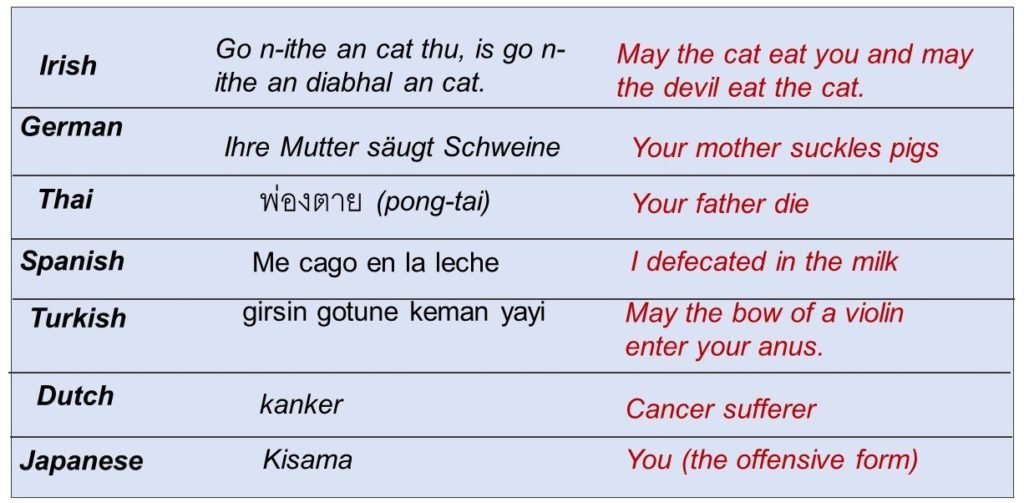 List of swear words in non-English cultures.