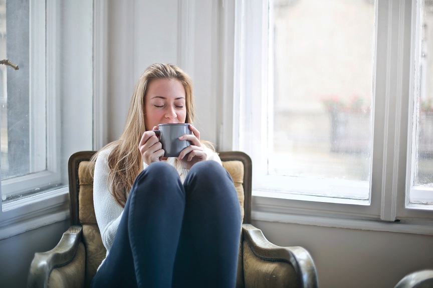 Picture of mom drinking coffee